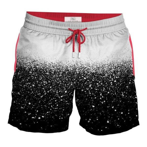 Le Club Original Snow Swim Board Trunks Shorts Snow White Black Mens Size XL - Picture 2 of 10